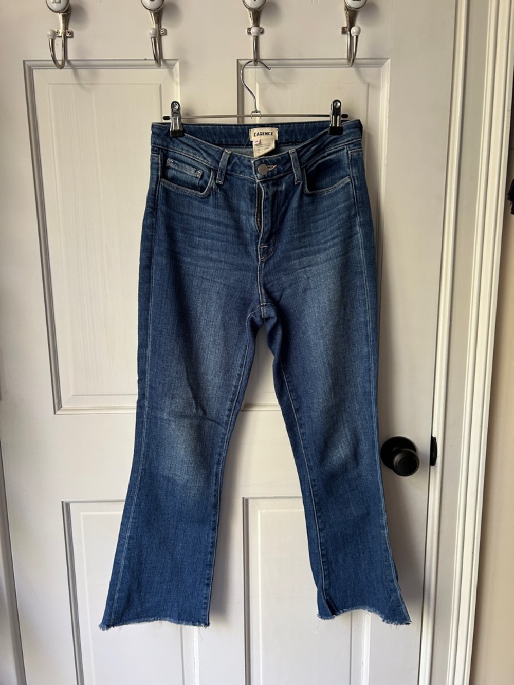 Agolde Dark Blue Wide Leg Jeans with Raw Hem